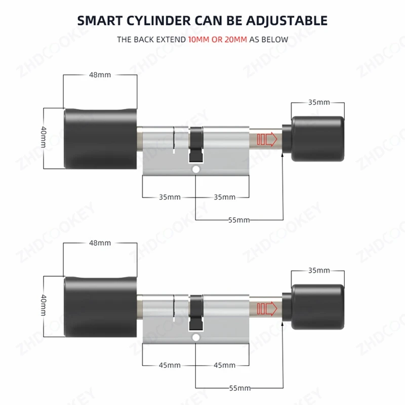 Imagem -05 - Tuya Ble Fechaduras Eletrônicas Smart Lock Cilindro Impressão Digital Biométrica ic Card App Keyhole Invisível Faça Você Mesmo Tamanho da Extensão Europa