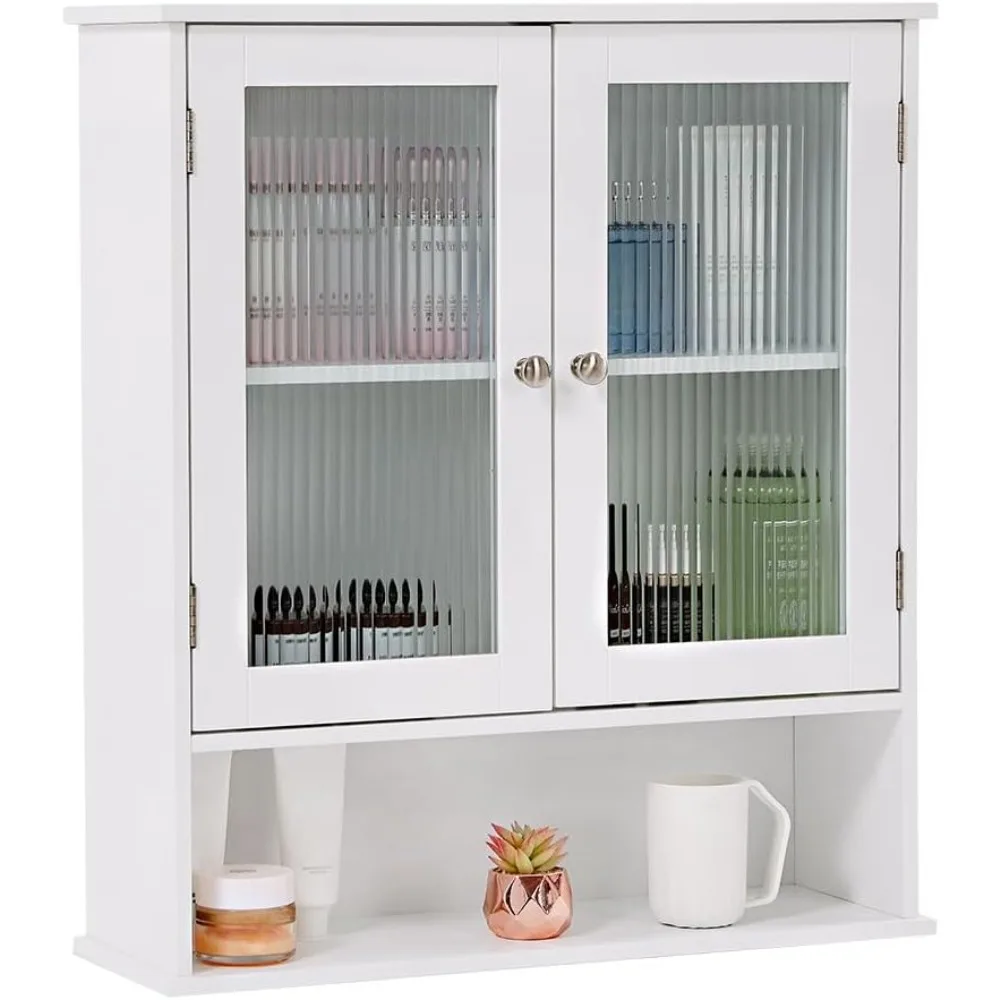 

Bathroom Wall Cabinet with Glass Door, Bathroom Cabinet Wall Mount with Open Shelf, Over The Toilet Wall Storage Cabinet, Bathro