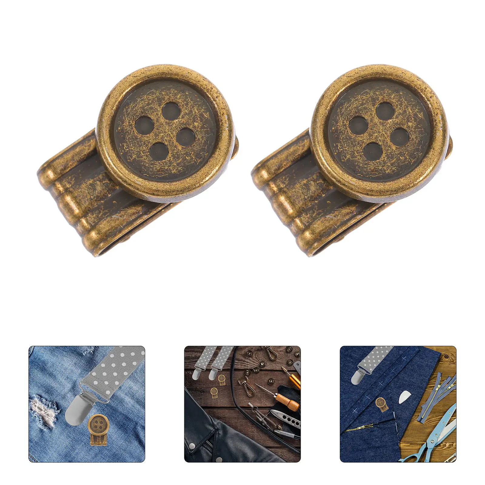 

4 шт. модных металлических зажимов для подтяжек, подвижные, без пришивания, для джинсов, брюк, шляп, рукоделия, делового и повседневного стиля