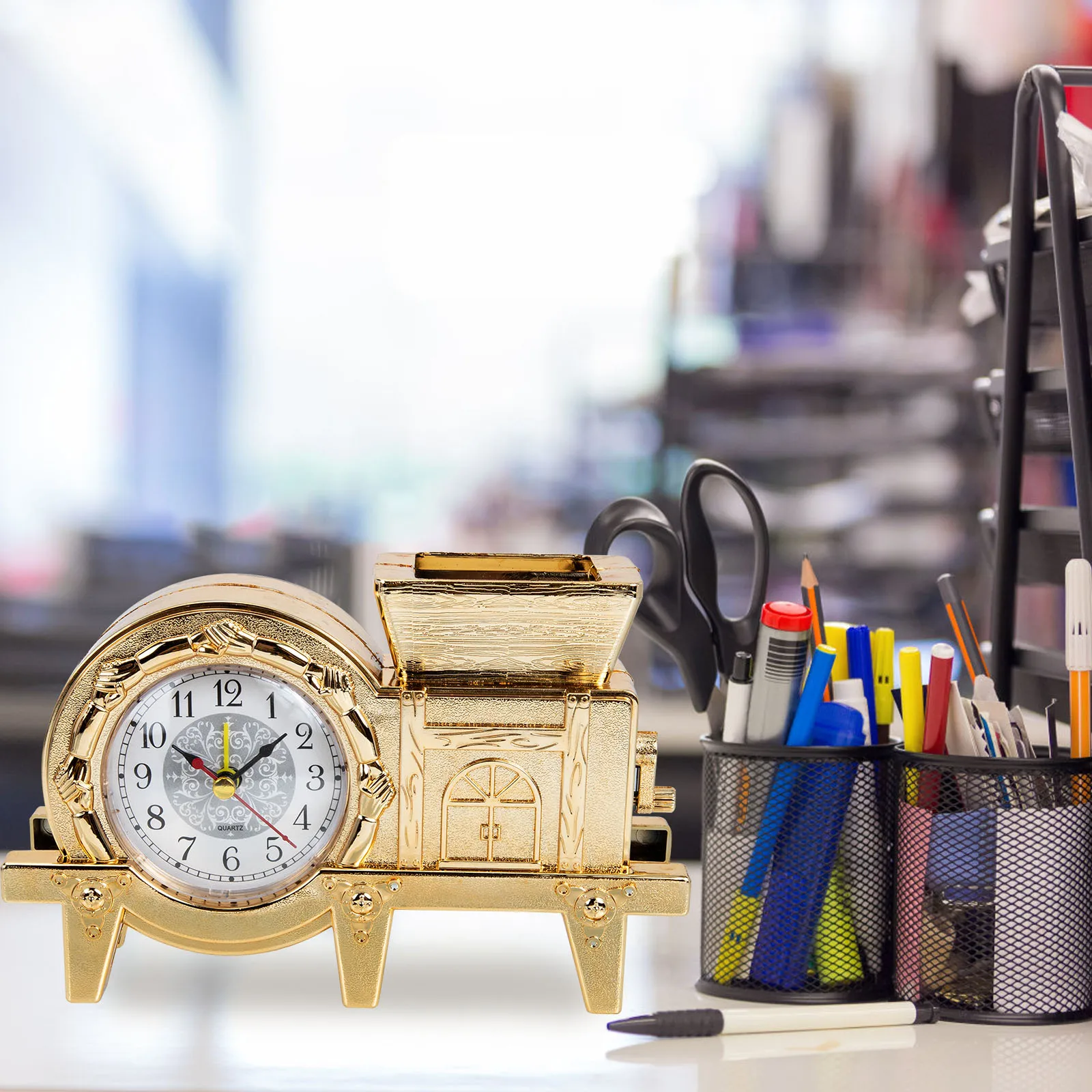 

Simple Retro Windmill Pen Holder Alarm Clock Desktop Decorative Home Office Tabletop Ornament Study Room Gift Choice