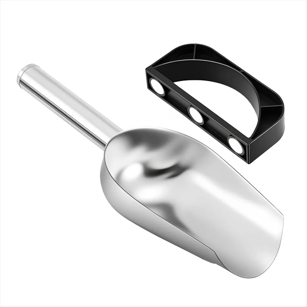 BHBL Ice Scoop with Magnetic Scoop Holder for Opal 2.0 Ice Makers, 9 Inch Stainless Steel Silver Scooper
