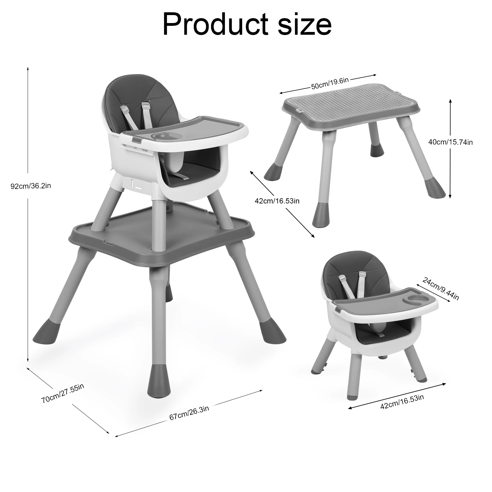 Silla alta 6 en 1 para bebés y niños pequeños, silla de comedor para niños de altura ajustable, mesa de aprendizaje para niños, mesa de bloques de construcción