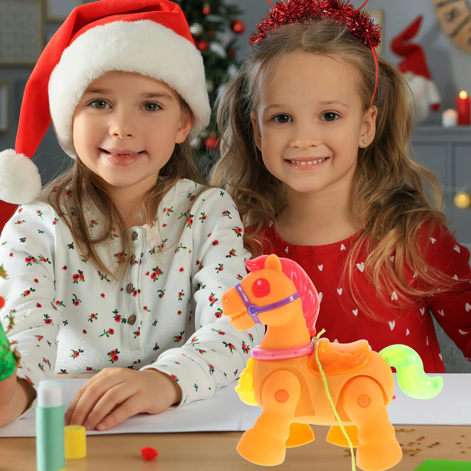 

Electric Horse for Children Funny Walking Toddler Horse Educational Leash Operated Motor Skills Game Bright Light