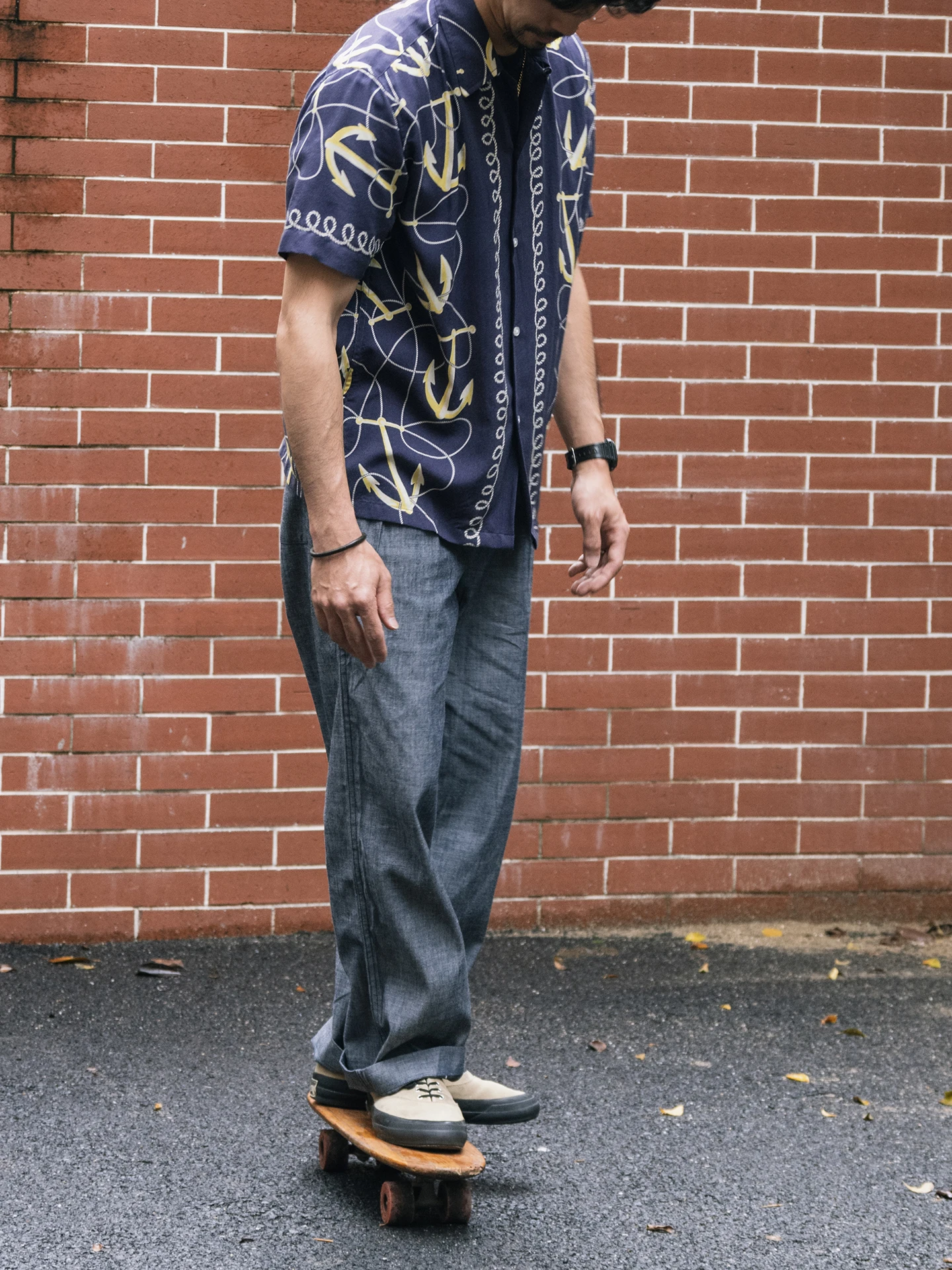 논스토 여름 경량 청소년용 주름진 긴 바지 루즈핏 하이웨이스트 스트레이트 데님 캐주얼 롱 팬츠