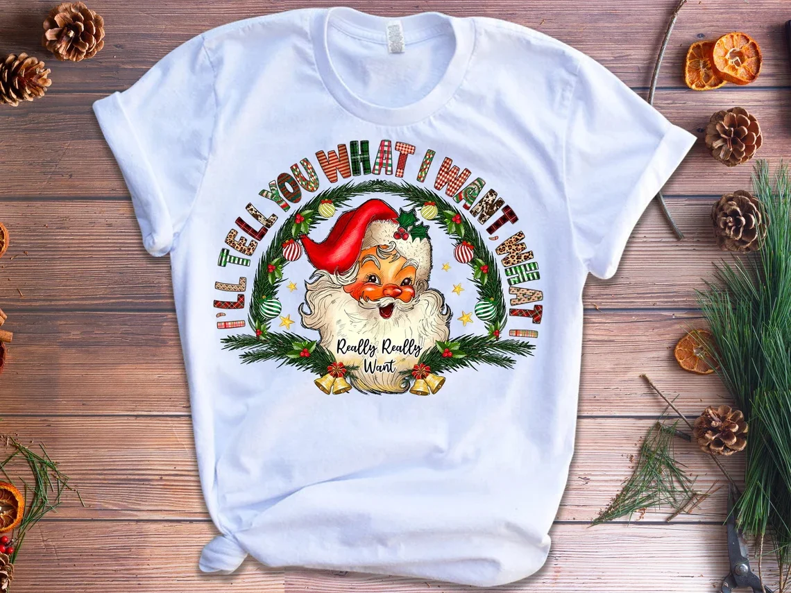 

Merry Christmas Santa Claus Reindeer Graphic Print Tshirt Girls White Short Sleeve T Shirt Women Ha Ha Ha Fashion T-Shirt Tops