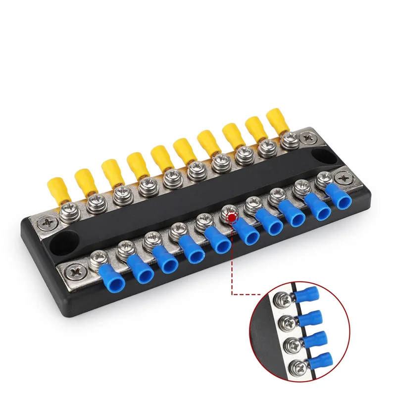 Reliable-100A Battery Power Distribution Block Bus Bar For RV, Boat, Truck Positive & Negative Terminal Circuit Busbar