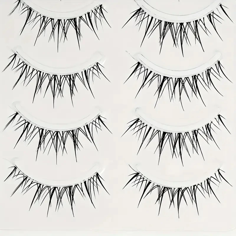 5 pares de pestañas postizas onduladas con tallo transparente, reutilizables, aspecto Natural, herramienta de maquillaje de belleza cosmética, mejora la apariencia de los ojos