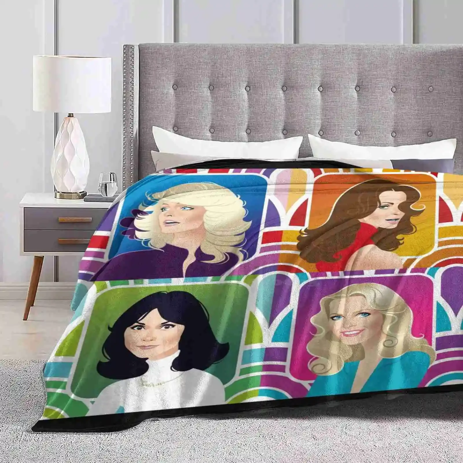 Four Angels New Print Novelty Fashion Soft Warm Blanket Farrah Fawcett Jaclyn Smith Kate Jackson Cheryl Ladd Jill Munroe Kris