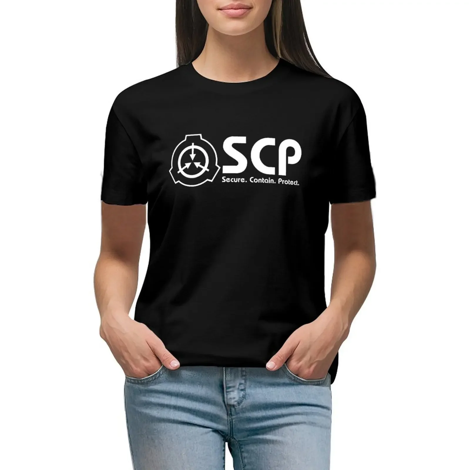 

SCP foundation logo T-Shirt summer top new edition summer clothes t shirts for Women loose fit