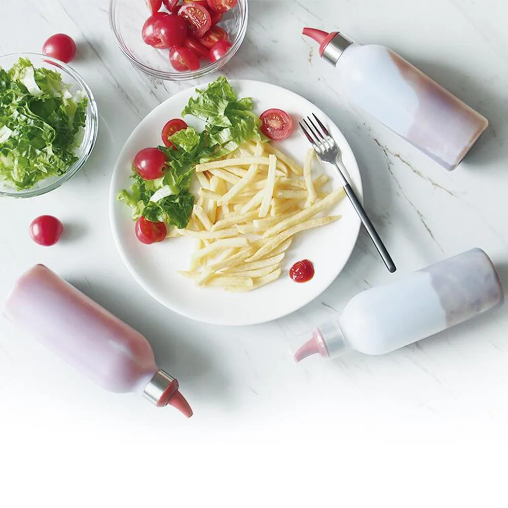 

3Pcs Squeeze Bottle Plastic Translucent for Kitchen Sauce Container Condiment Dispenser Honey Ketchup Mustard Bbq