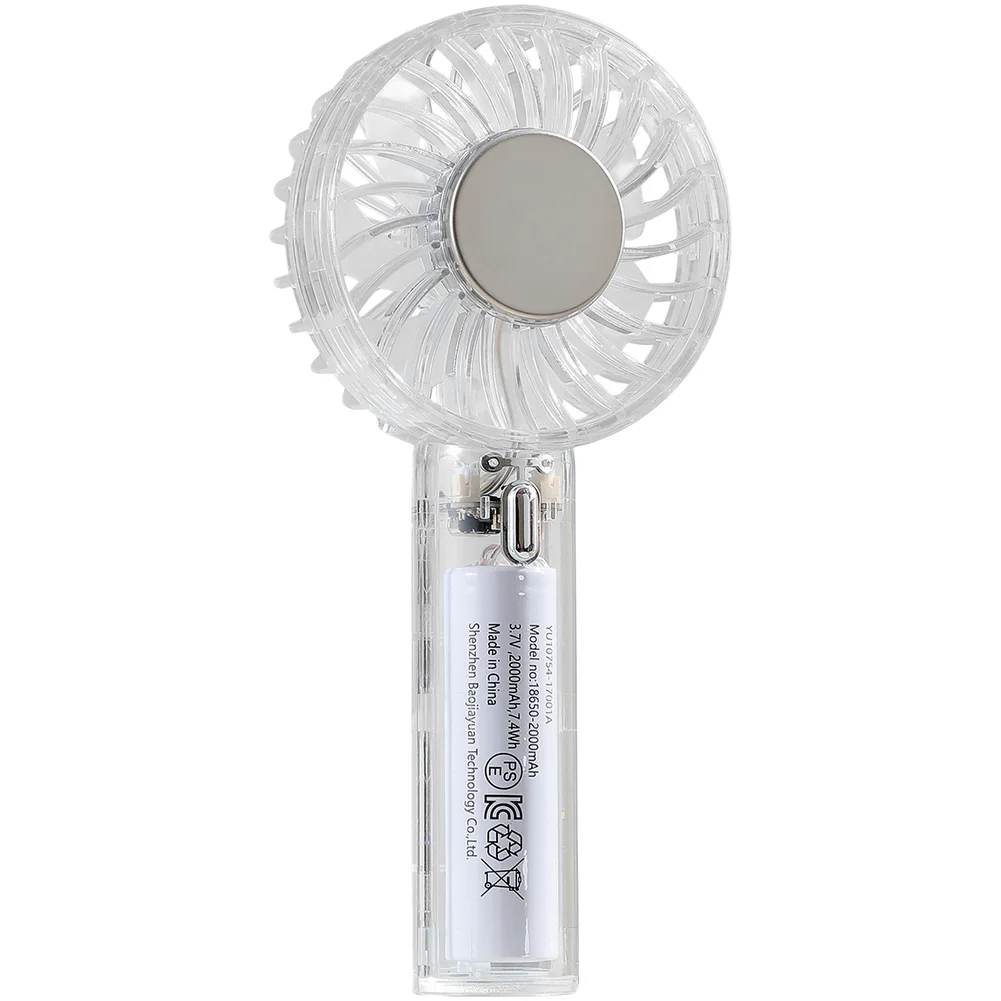 3-Speed USB Rechargeable Fan with Clear Body Design and Ice Cooling Capability Compact for Home Office Car or Outdoor