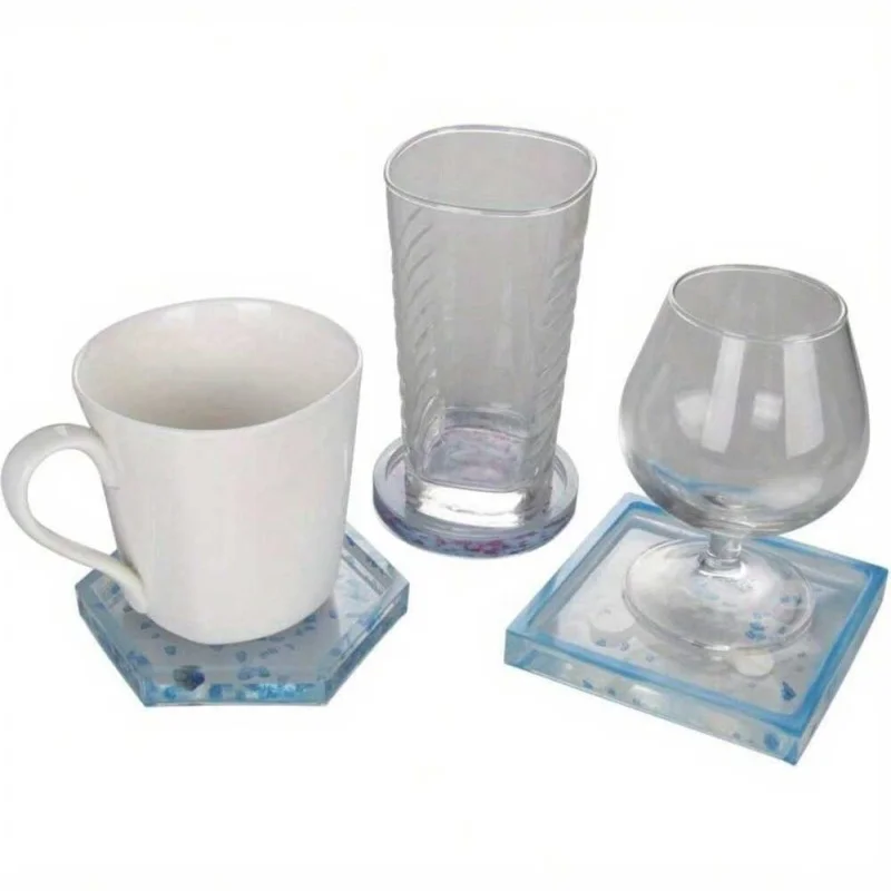 3 عبوات من قوالب السيليكون كوستر DIY، تتضمن قوالب دائرية ومربعة وسداسية للصب مع الراتنج والأسمنت