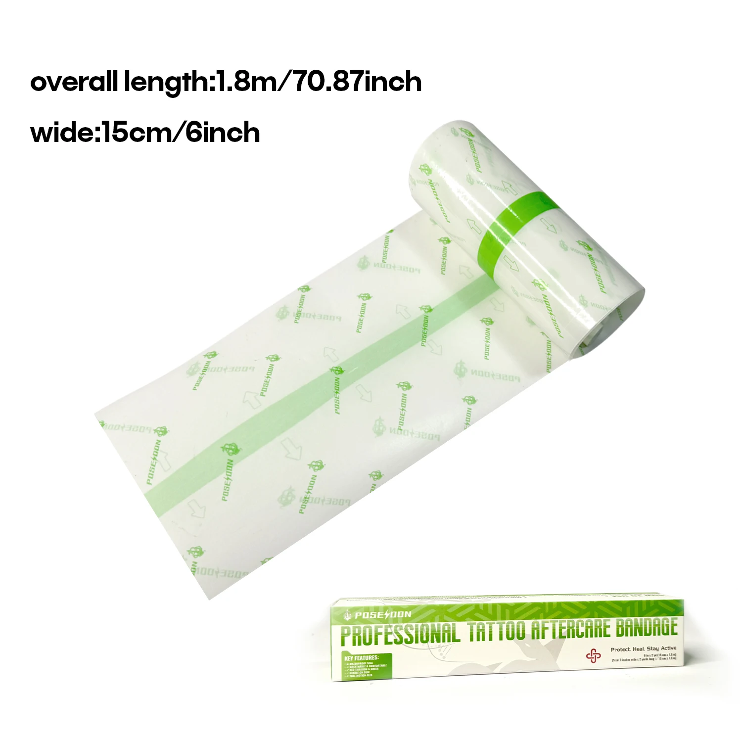 

POSEIDON Tattoo Healing Film New Transparent Waterproof Protective Skin Repair Wrap Roll 1.8/5/10m Tattoo Repair Stickers