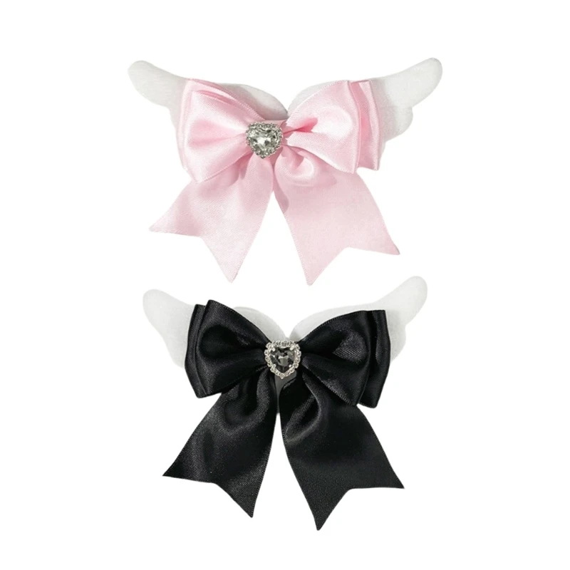 Wing Hair Clip Bows Balletcore Dark Bows Flat Clip Balletcore Hairpin Bows Elegant Hair Clip for Bunches