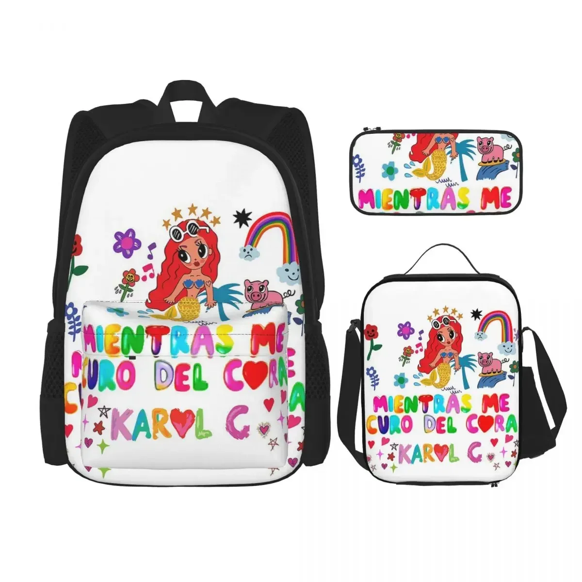 

Karol G Manana Sera Bonito Backpacks Boys Girls Bookbag Students School Bags Kids Rucksack Lunch Bag Pen Bag Three-Piece Set