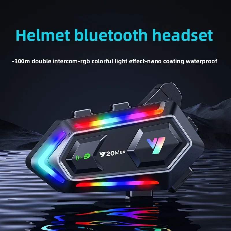 

Y20MAX Шлемная гарнитура для внутренней связи Bluetooth-гарнитура с подсветкой SOS Шлем Мотоциклетный домофон