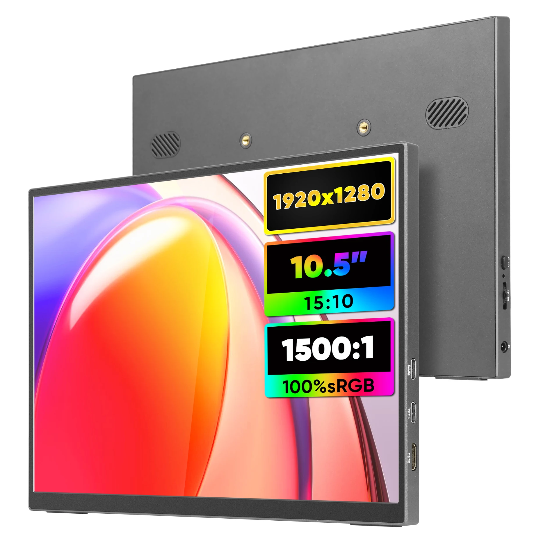 10.5 Inch IPS LED Portable Monitor Type-C Interface 1920x1280 Resolution Built-in Speaker USB Widescreen for Gaming