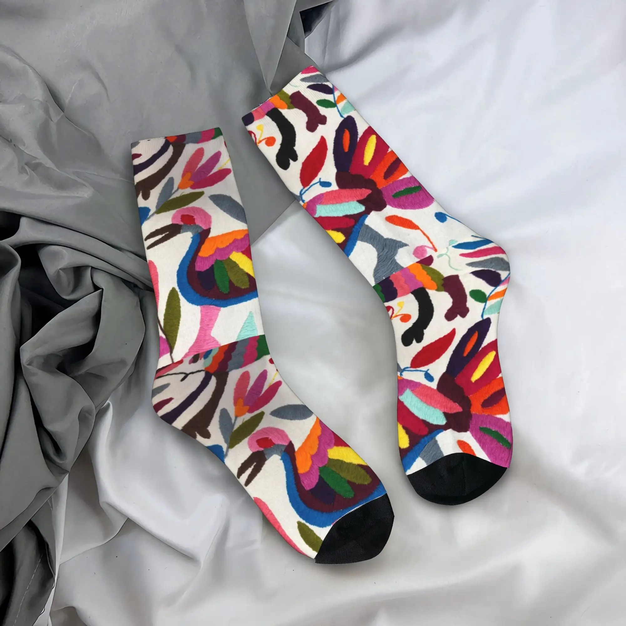 

Мужские носки с мексиканской вышивкой Отоми, унисекс, теплые, удобные, с 3D-принтом, традиционным цветочным узором, текстильные, средней длины