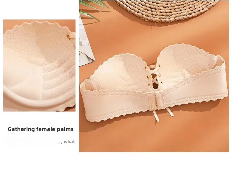 Trägerloser BH für Damen: Push-up, rutschfest, mit verstärkter Unterstützung, Tube-Top, umwickelbar, für kleine Größen – Detail 10