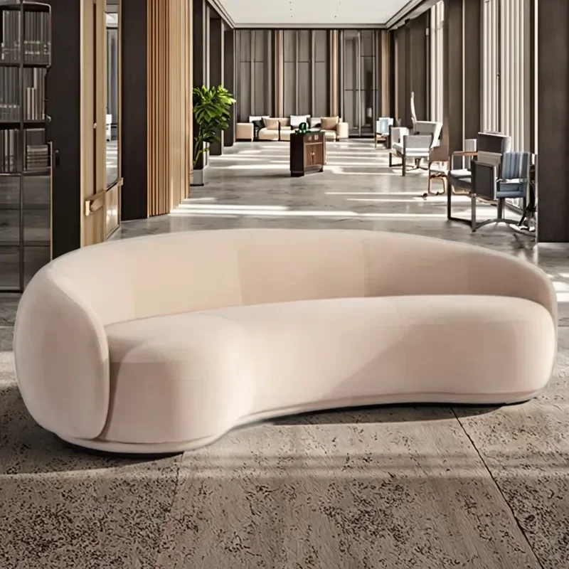 Custom Tufted Curved Sectional Sofa Set - Matrimonial Hotel Villa Living Room Furniture with Storage