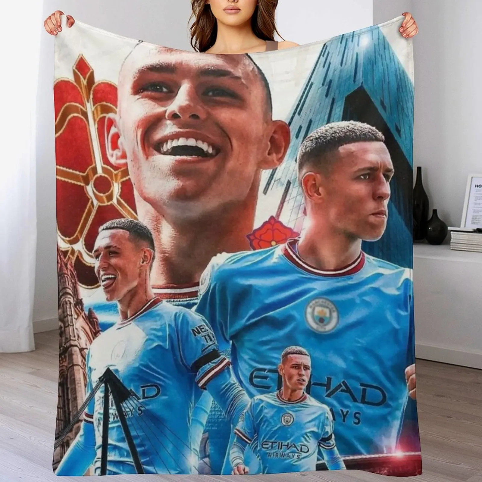 PHIL FODEN ????? Throw Blanket warm for winter Flannel Fabric Blankets