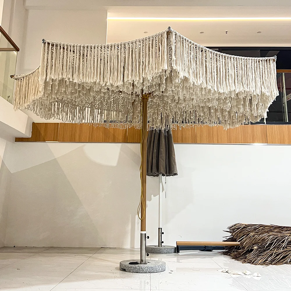 Hand Made Rope Aluminum Luxury Outdoor Big Umbrella Supplier Wholesale Business Umbrellas Customizable Patio Umbrellas Bases
