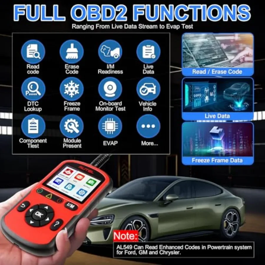 قارئ رمز الماسح الضوئي AL549 Obd2 مع اختبار بطارية تشخيص ABS، فحص معزز وإعادة ضبط رمز خطأ المحرك، تجميد البيانات المباشرة Fra #3