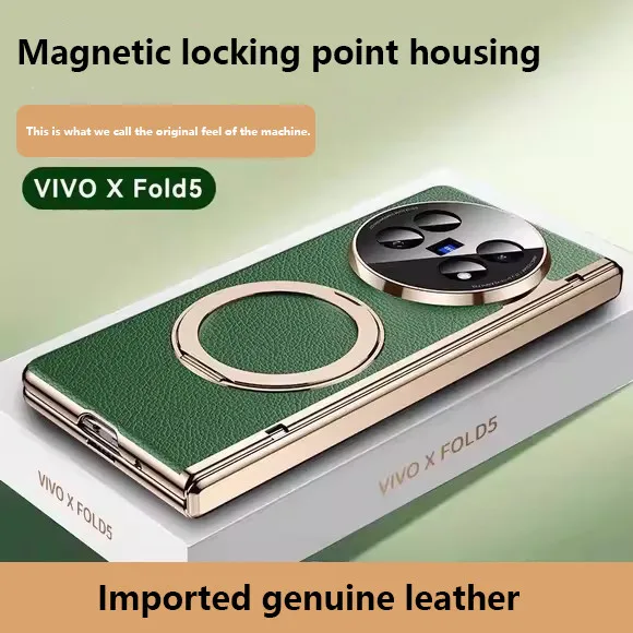 

Вращающийся кожаный чехол для Vivo X Fold5 Fold 5 5G с магнитной присоской 2 в 1, складной пружинный шарнир, защитный чехол с закаленной пленкой