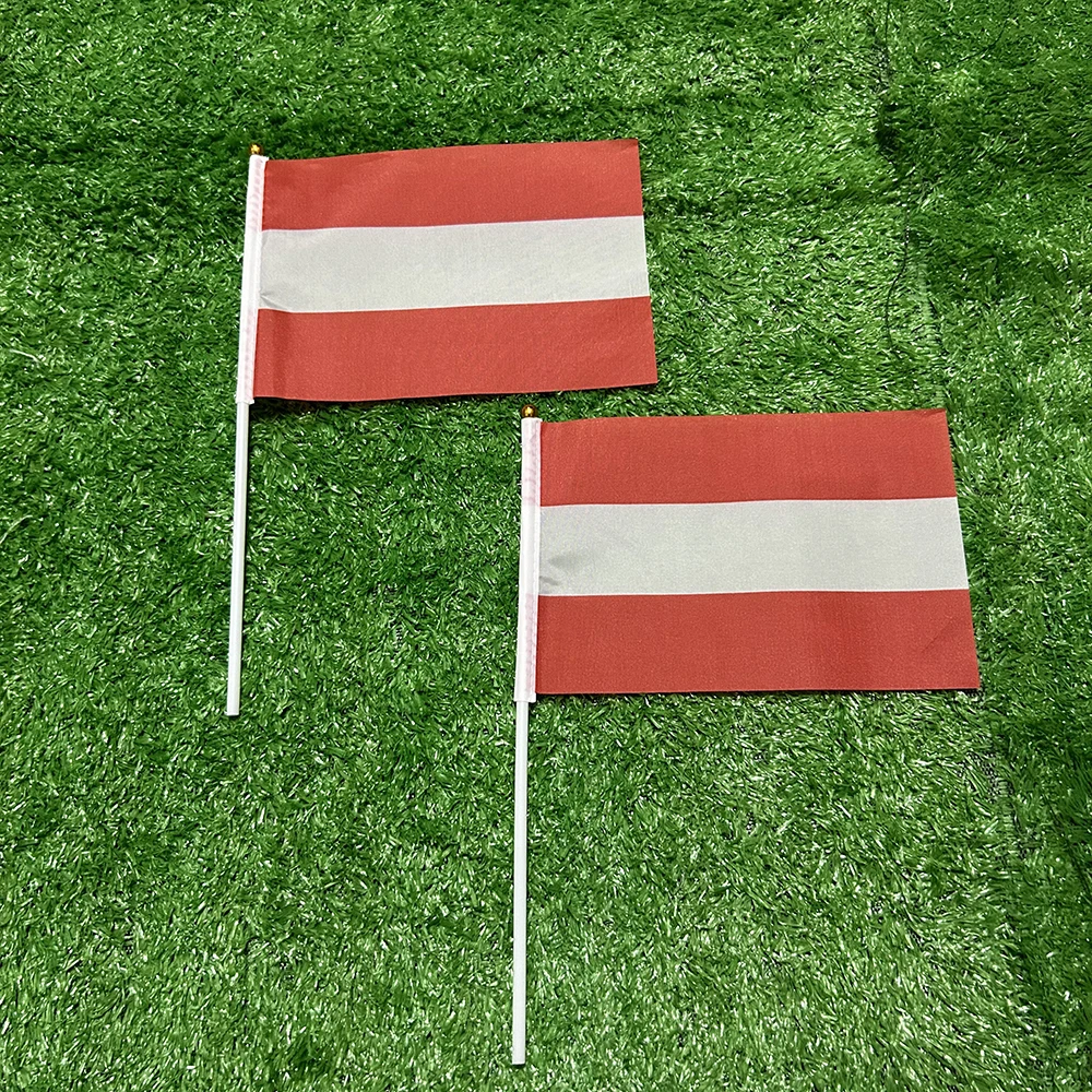 علم السماء النمسا علم اليد 10/20/50/100 قطعة 21*14 سنتيمتر النمسا اليد يلوحون أعلام مع عمود بلاستيكي للنشاط الرياضي ديكور المنزل