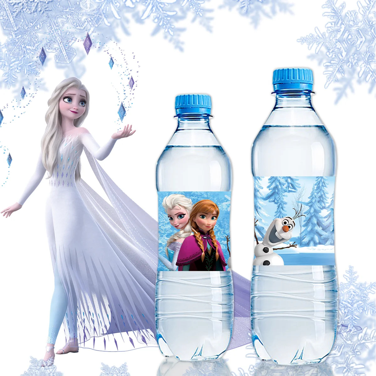 10Pcs Bottle Labels Disney Frozen Waterproof Party Supplies Birthday Decor Anna and Elsa Stickers Boys Girls Baby Shower Party