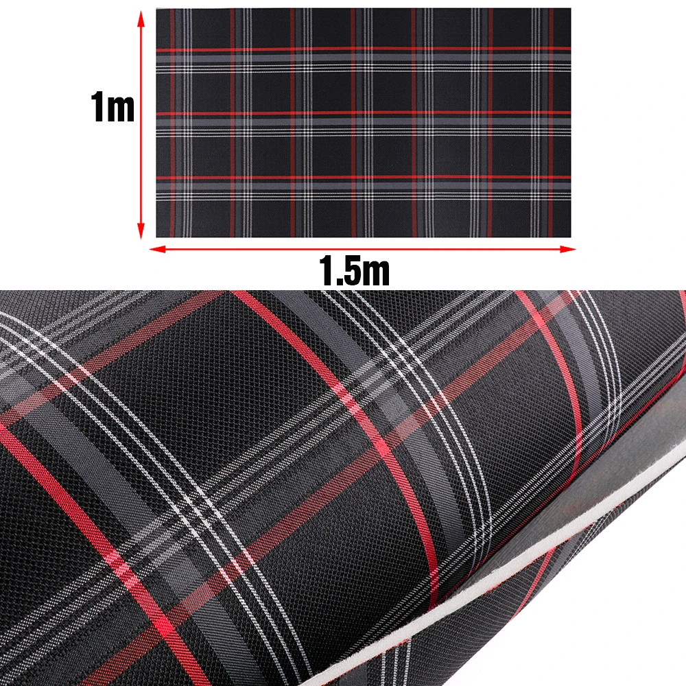 (1X1.5M) Zwart Plaid Interieur Seat Cover Doek Bekleding Stof voor MK7 VW Golf GTI MK1-K2 T1 T2 T3.etc