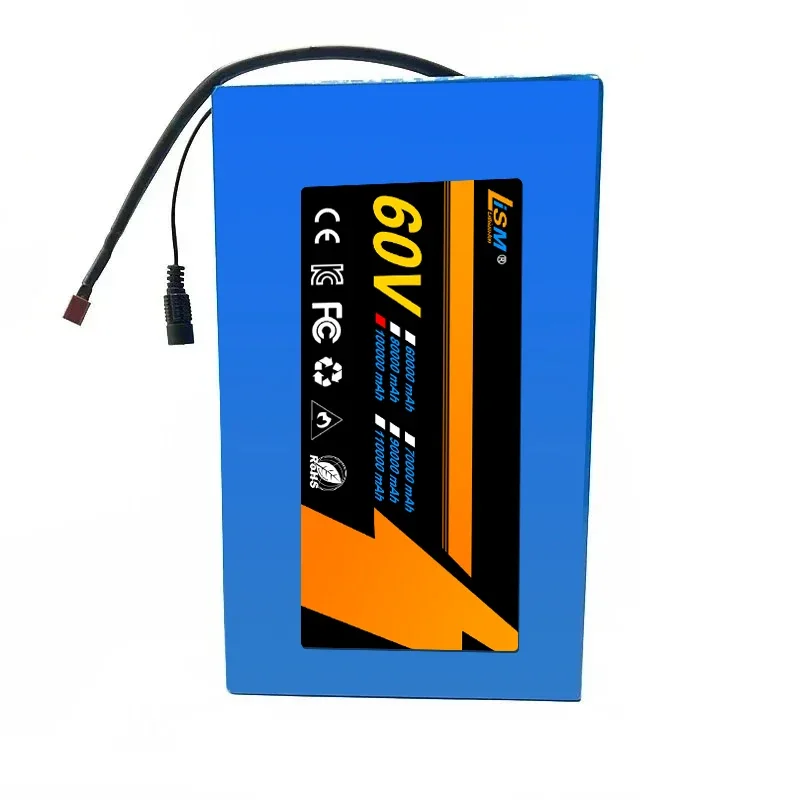 16S6P 60V Rechargeable 2400W Lithium Battery Pack Original 60v for 60V 100Ah for Electric Ebike Bicycle Scooter Spare Batteries