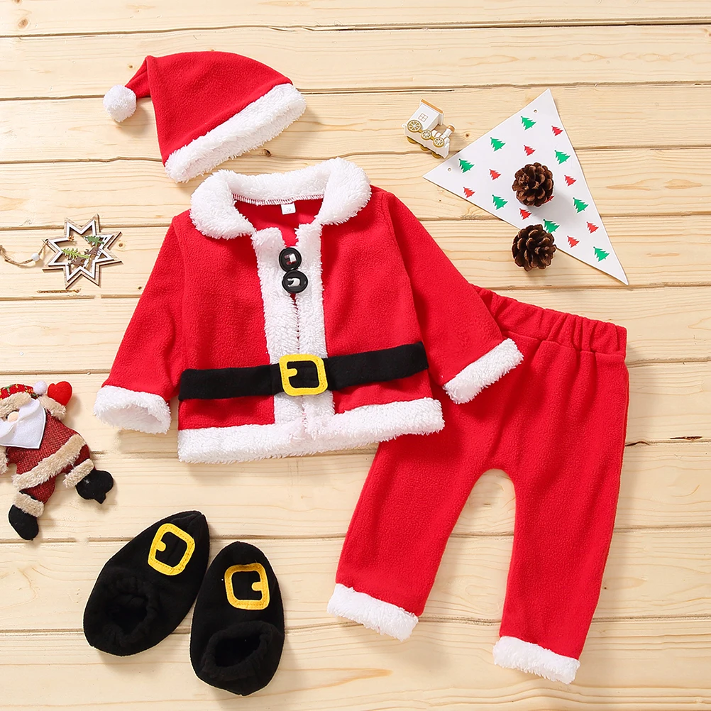 

1 set Child Christmas Clothes Set Santa Claus Suit For Festive Outfit Warm Party Costume Xmas Party Supplies Festival