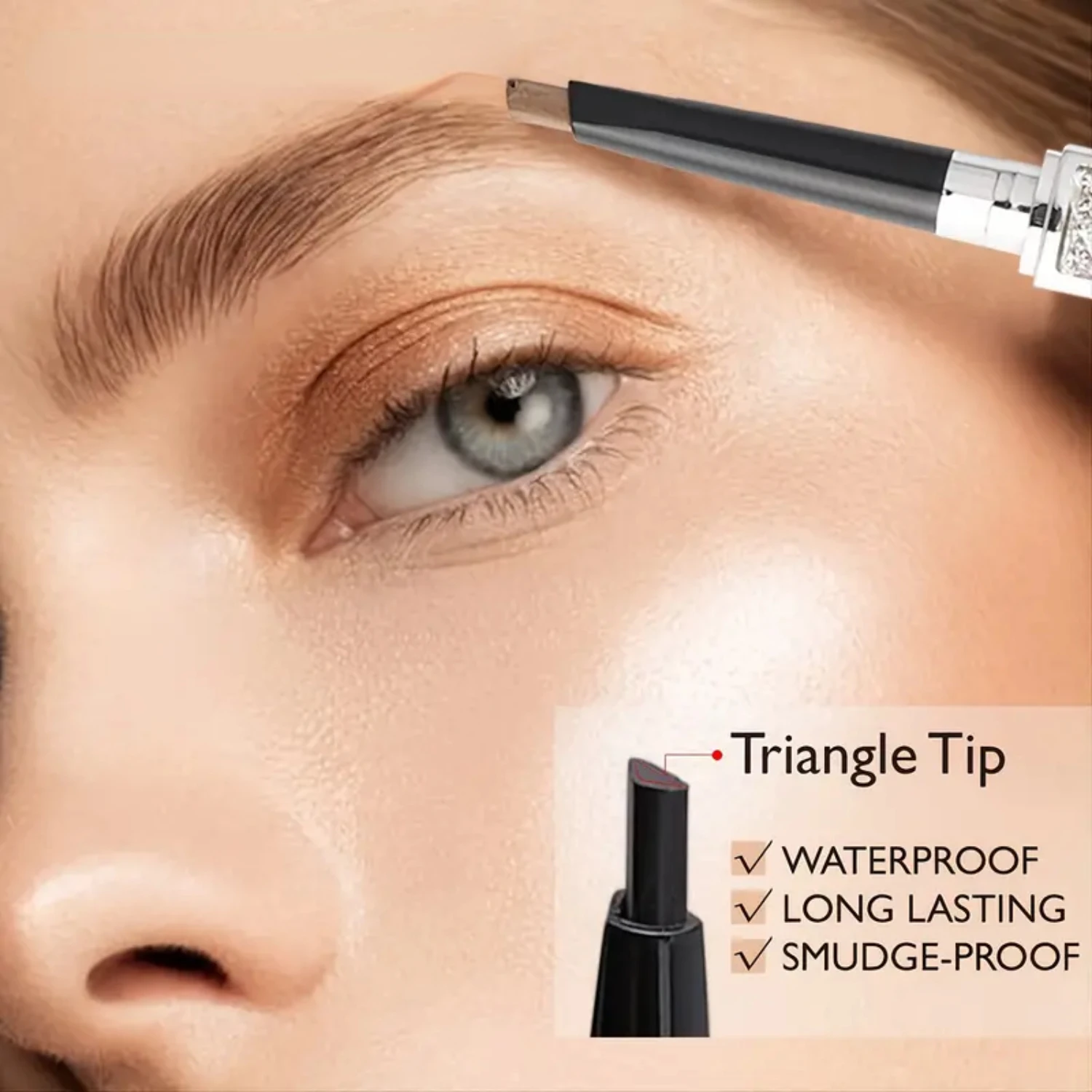 Waterproof Black Microblade Eyebrow Pencil Shaper - Young Vision, Brush, Extra Brow Pencil Tip, High Grade Carnauba Wax, Coconut