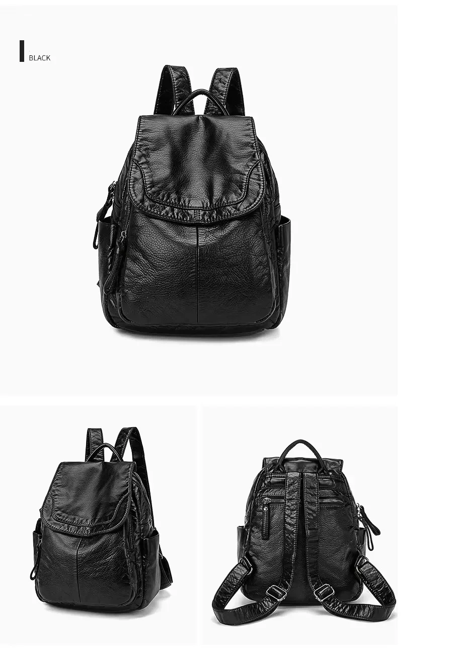 2026 Vintage-Rucksack aus gewaschenem Leder für Teenager-Mädchen, kleine Schultasche, lässiger Tagesrucksack, geräumiger, kompakter Reiserucksack – Detail 16