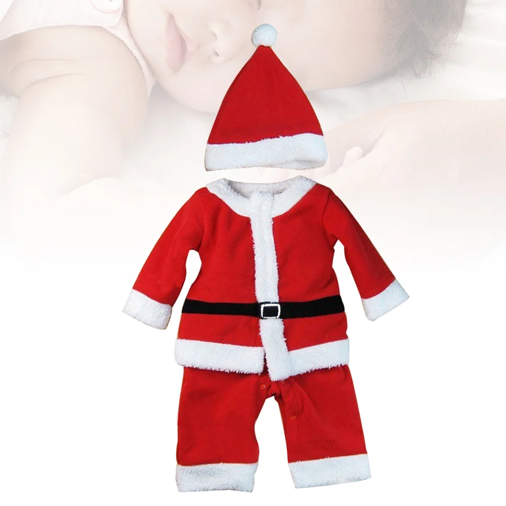 Set di cappelli natalizi per neonato Pagliaccetto in cotone per neonato Adorabile abbigliamento per neonato 80 cm Pagliaccetto per neonato per fotografia di feste per ragazzo