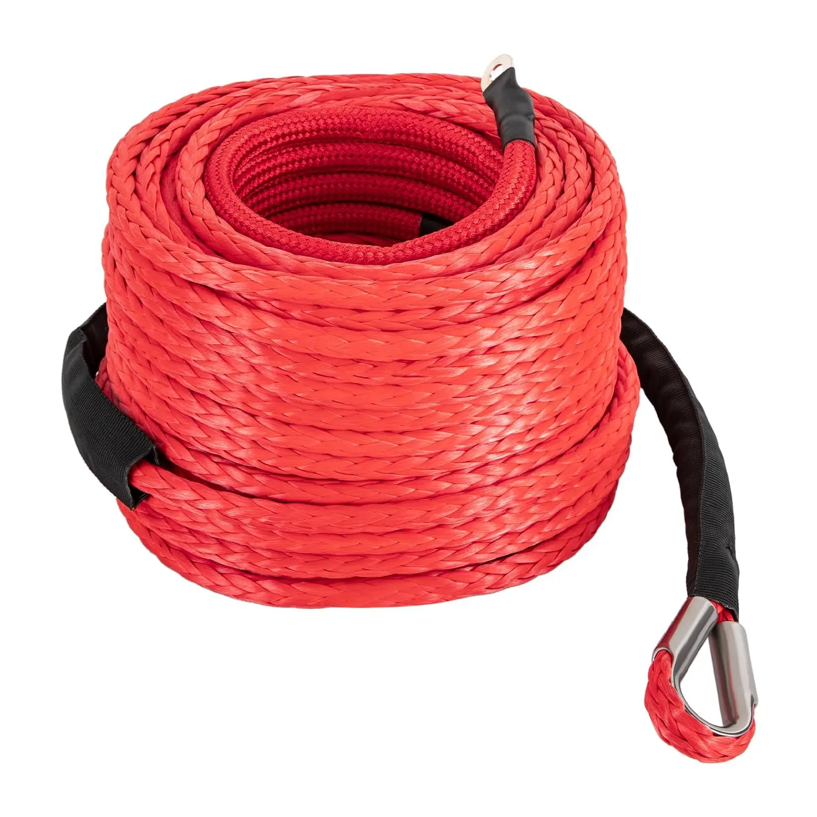 合成ウインチロープ、3/8インチ x 100フィート合成ロープウインチ、233、809ポンドウインチロープケーブルキット、安全プルストラップ付きウインチライン