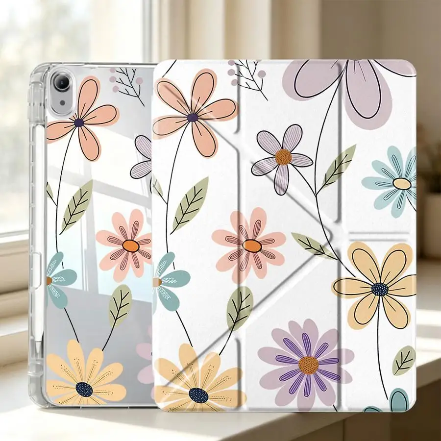 With Pen Slot Cover Tablet Case For Samsung Galaxy Tab A9 Plus A11 A8 S10 Lite S7 FE S8 S9 Plus Stylish Daisy