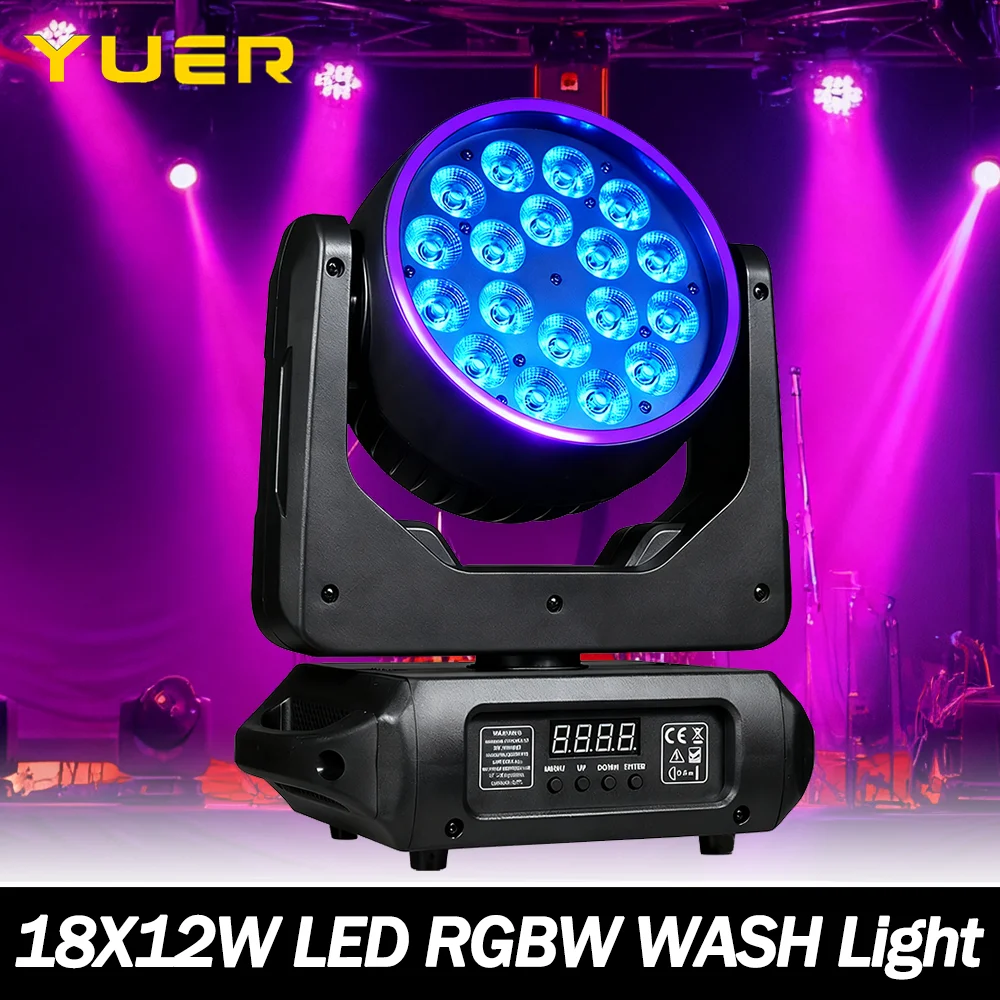 

18X12W RGBW светодиодный прожектор с подвижным головным светом и кольцевым эффектом стробоскопа DMX512 Управление звуком для DJ Disco party bar сценический эффект света