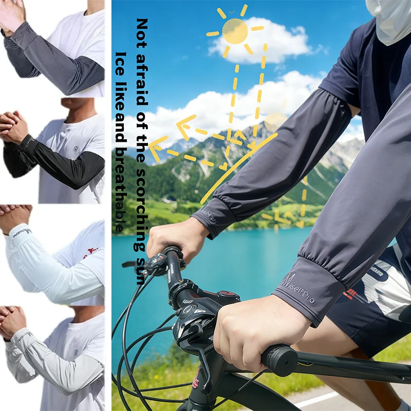 Cooling Arm Sleeves Breathable Sun Protection Ice Slik Sleeves Summer Outdoor Sports Driving Cycling Sleeves Men Loose Arm