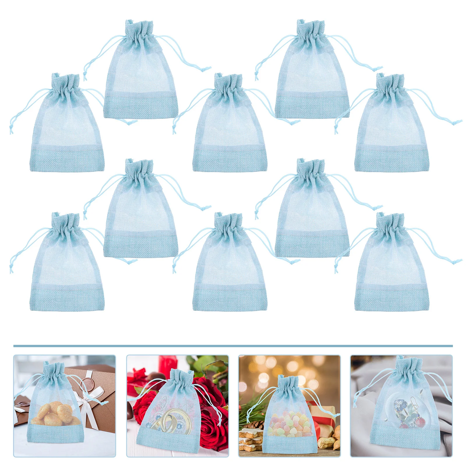 

10pcs Mesh Bags Drawstring Pouches Lightweight Empty Sachet For Gift Packaging Storage Organizer Party Favor Pouches