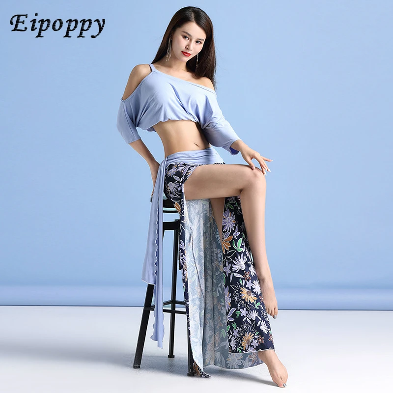 زي الرقص الشرقي للإناث ، مثير طباعة الأزهار ، ممارسة الشق ، الأداء ، بدلة الرقص الشرقي ، الخريف ، الشتاء