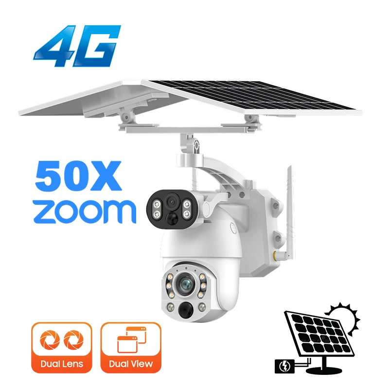 Ubox 50x زووم بصري للطاقة الشمسية 4G الاتحاد الأوروبي كاميرا CCTV الأمن عيون مزدوجة 6MP شبكة مقاومة للماء IPC مع لوحة طاقة شمسية 12 واط بطارية 9600 مللي أمبير #2