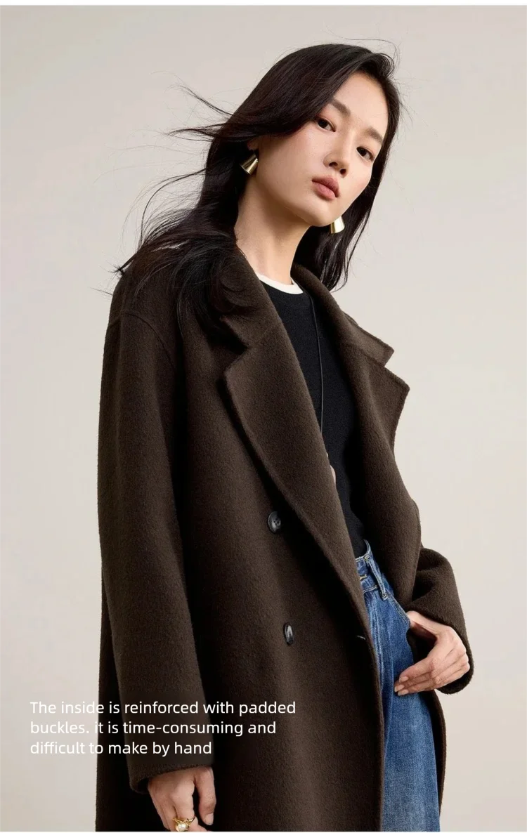 SENTUBILA Damen Wintermantel aus 100% Wolle, 2026, klassischer, eleganter Pendlerstil, doppelseitiger Überwurf, Damenbekleidung W54OA8780 – Detail 20