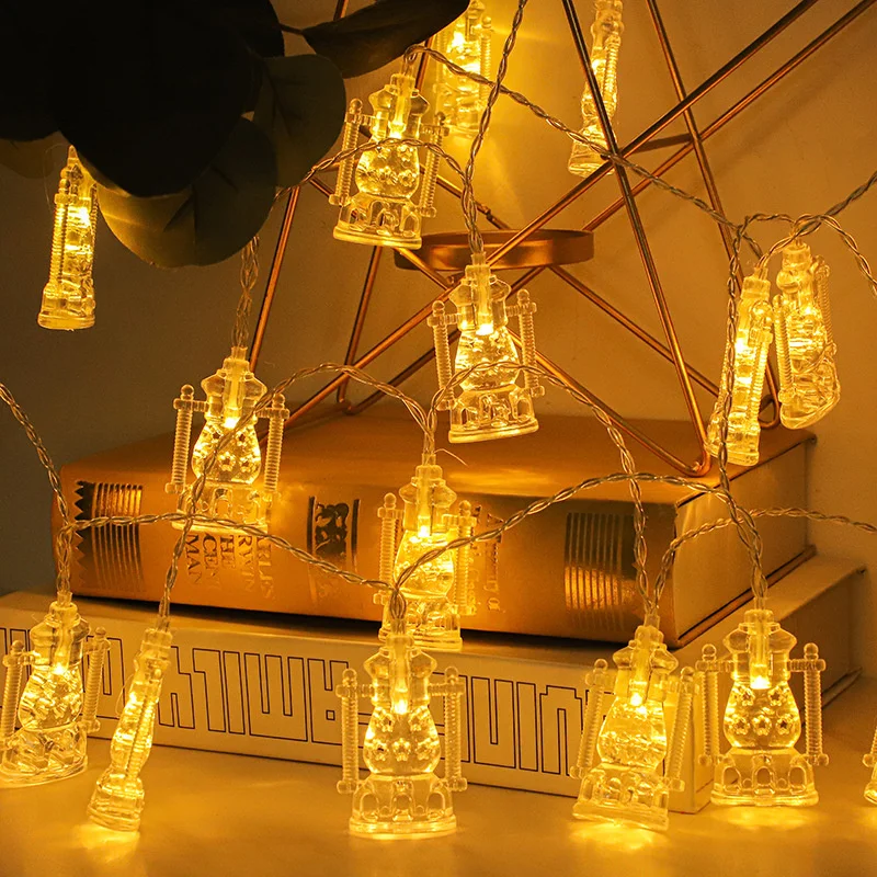 Ramadan Decorations 2024 Moon Star LED Light String 1.5M EID Mubarak Fairy Lights Garland for Home Wedding Bedroom Decor Party