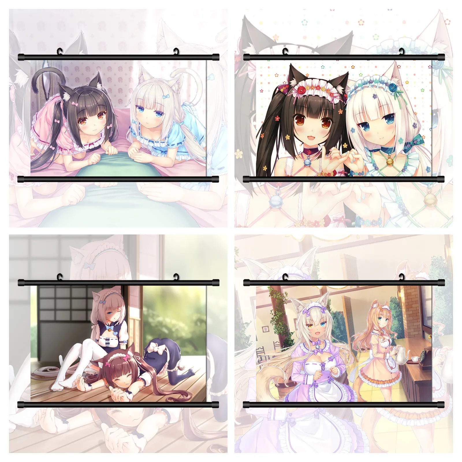 Nekopara Vanilla Chocola Anime Posters and Prints Canvas Painting Wall Art Nordic Wall Pictures for Living Kids Room Decoration