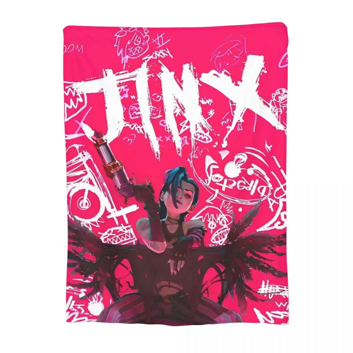 Jinx - Arcane Flannel Throw Blankets Fantasy Animation Steampunk  Blanket for Sofa Outdoor Ultra-Soft Bed Rug