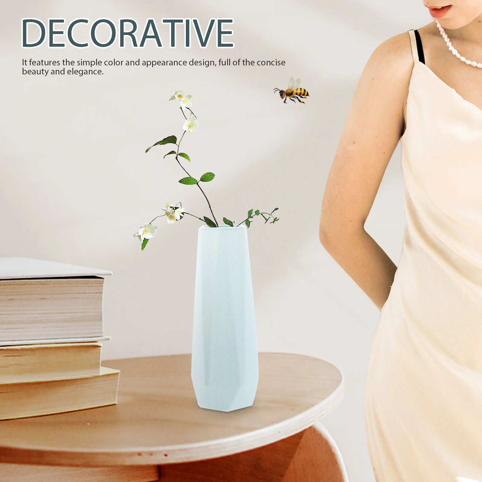 

3pcs Geometric Molding Vase Unbreakable Modern Flower Arrangement Decor For Home Tabletop Dried Flowers Container Lightweight