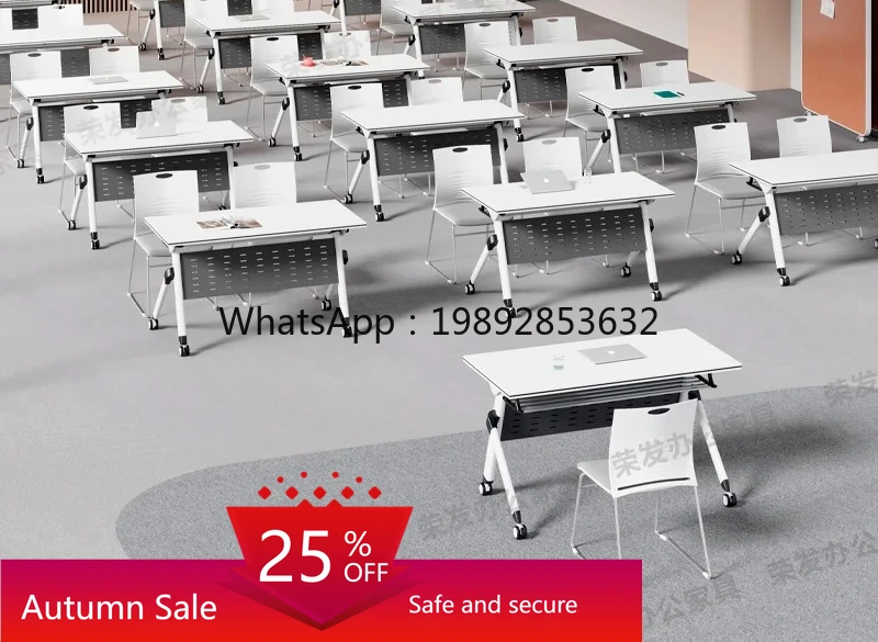 

Folding Training Table Conference Table and Chair Set Double Desk Movable Splicing
