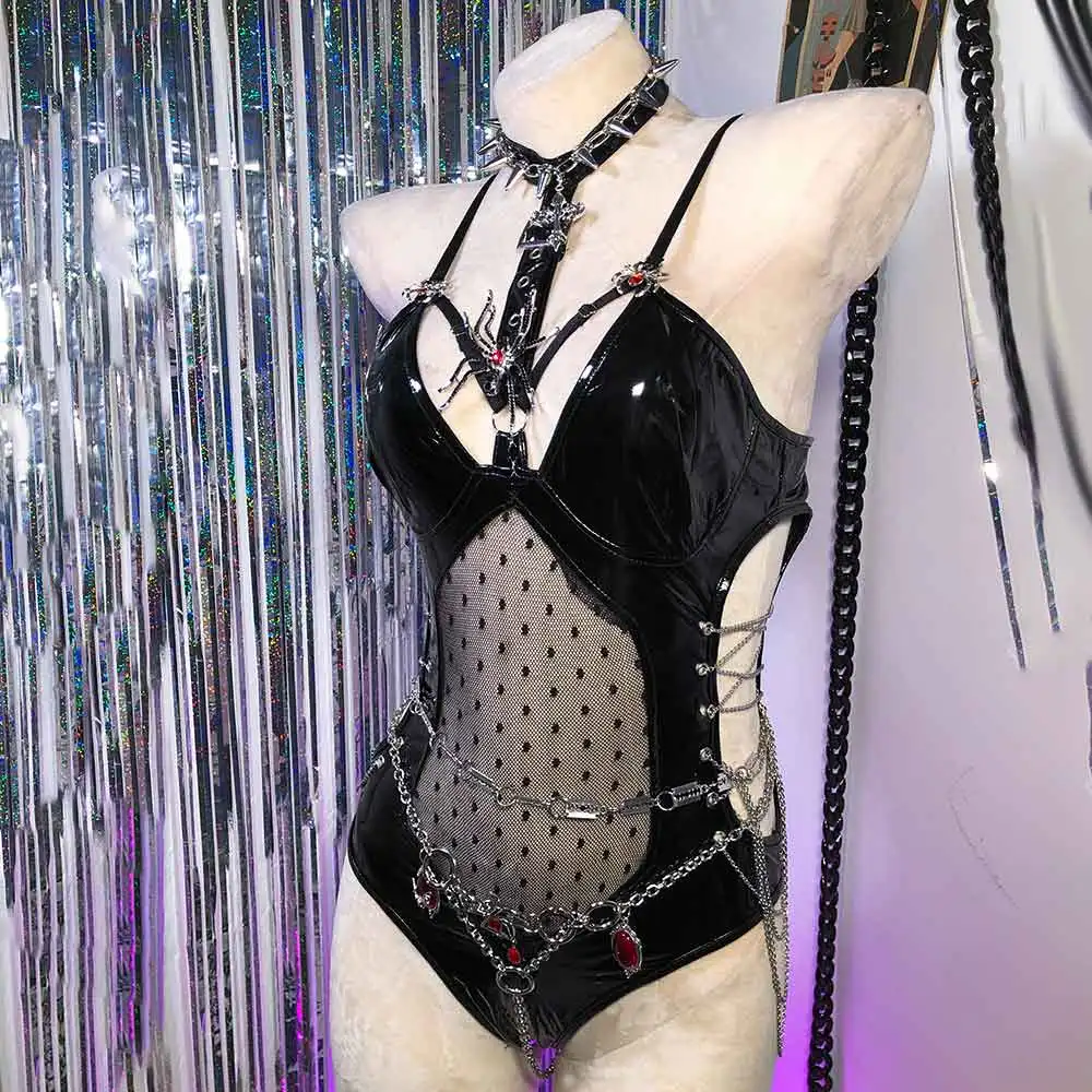 

Готические танки Glitch Core Eco Chain DIY Emo Ручная работа Панк-рок Harajuku Goth Kawaii Y2K Холтер Камзол Топы Гранж E-Girls